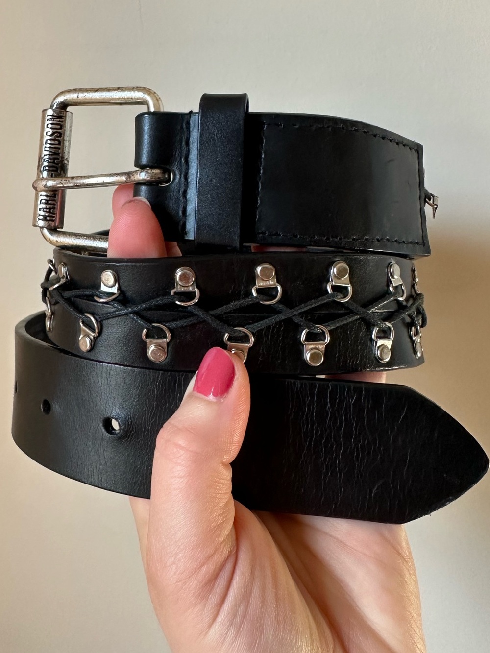 Ladies Black Leather Harley Davidson Belt Size Large